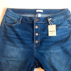 NWT Forever 21+ high rise button down jeans sz 14